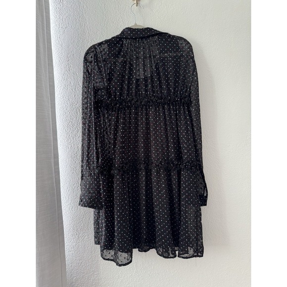 Anthropology EVA FRANCO Haven Ruffle Polka Dot Collar TUNIC DRESS BLACK 6 - Picture 9 of 14